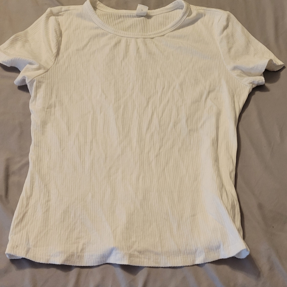 Classic White Ribbed Girl's Top